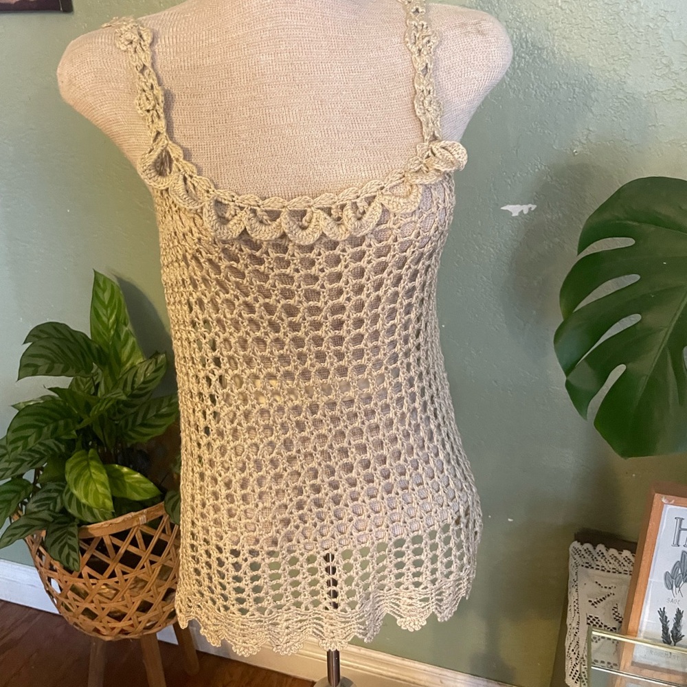 Crochet Beige Tank Top